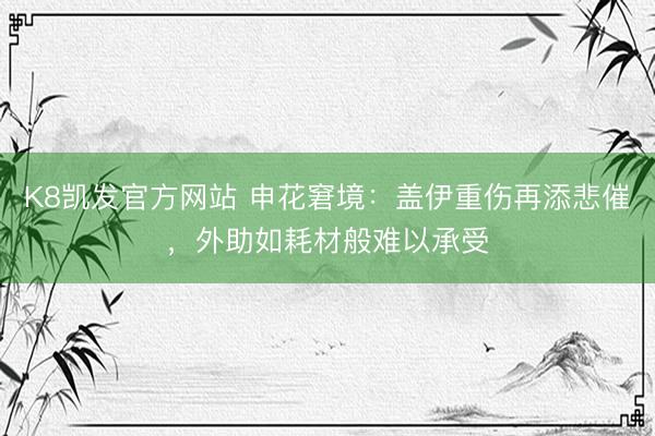 K8凯发官方网站 申花窘境:盖伊重伤再添悲催,外助如耗材般难以承受