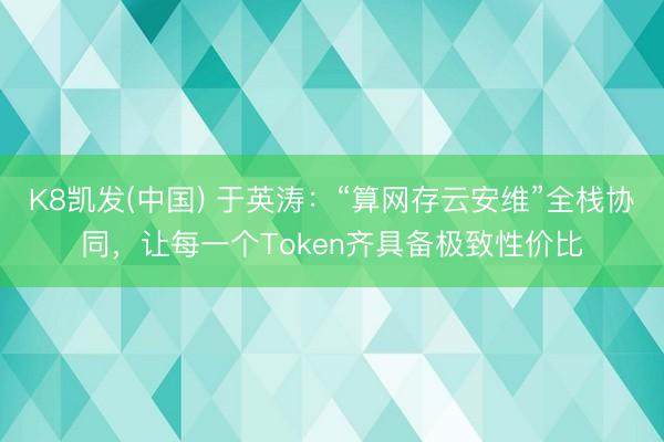 K8凯发(中国) 于英涛:“算网存云安维”全栈协同,让每一个Token齐具备极致性价比