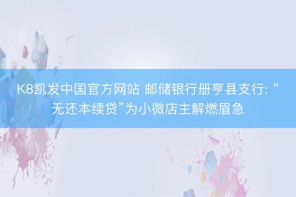 K8凯发中国官方网站 邮储银行册亨县支行: “无还本续贷”为小微店主解燃眉急