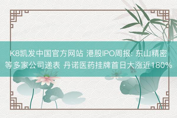 K8凯发中国官方网站 港股IPO周报: 东山精密等多家公司递表 丹诺医药挂牌首日大涨近180%