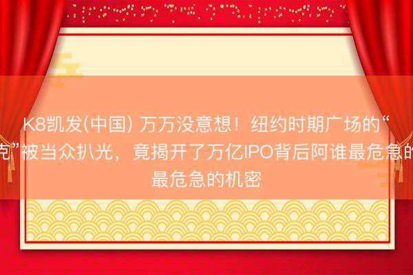 K8凯发(中国) 万万没意想！纽约时期广场的“马斯克”被当众扒光，竟揭开了万亿IPO背后阿谁最危急的机密