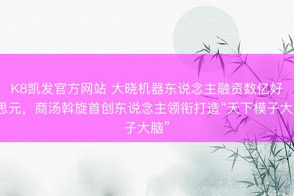 K8凯发官方网站 大晓机器东说念主融资数亿好意思元，商汤斡旋首创东说念主领衔打造“天下模子大脑”